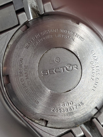 Sector 880 Swiss Made Quartz 34mm Sapphire 100M Steel Watch 2653881745 Box Works