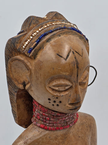 1940's Vintage Baule African Fertility Figure 15" Handcarved Wood Ivory Coast