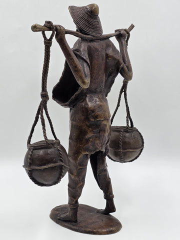 Original Antique C 1940 Burkina Faso Large Heavy Bronze Water Carrier W Africa