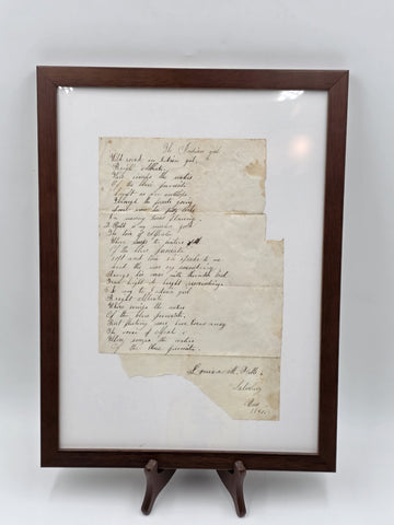 Rare OOAK 1847 Handwritten Poem “The Indian Girl” Signed Salisbury Massachusetts