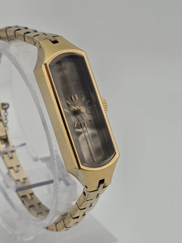 VINTAGE SEIKO 1520-366G 17 JEWELS SILVER GOLD PLATED BEVEL CRYSTAL WATCH WORKS