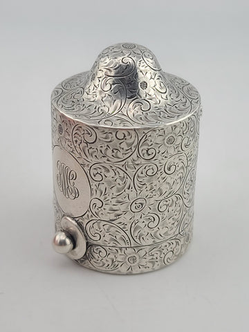 Ultra Rare 19th C Antique Tiffany & Co Repousse Sterling Match Safe w Ash Drawer