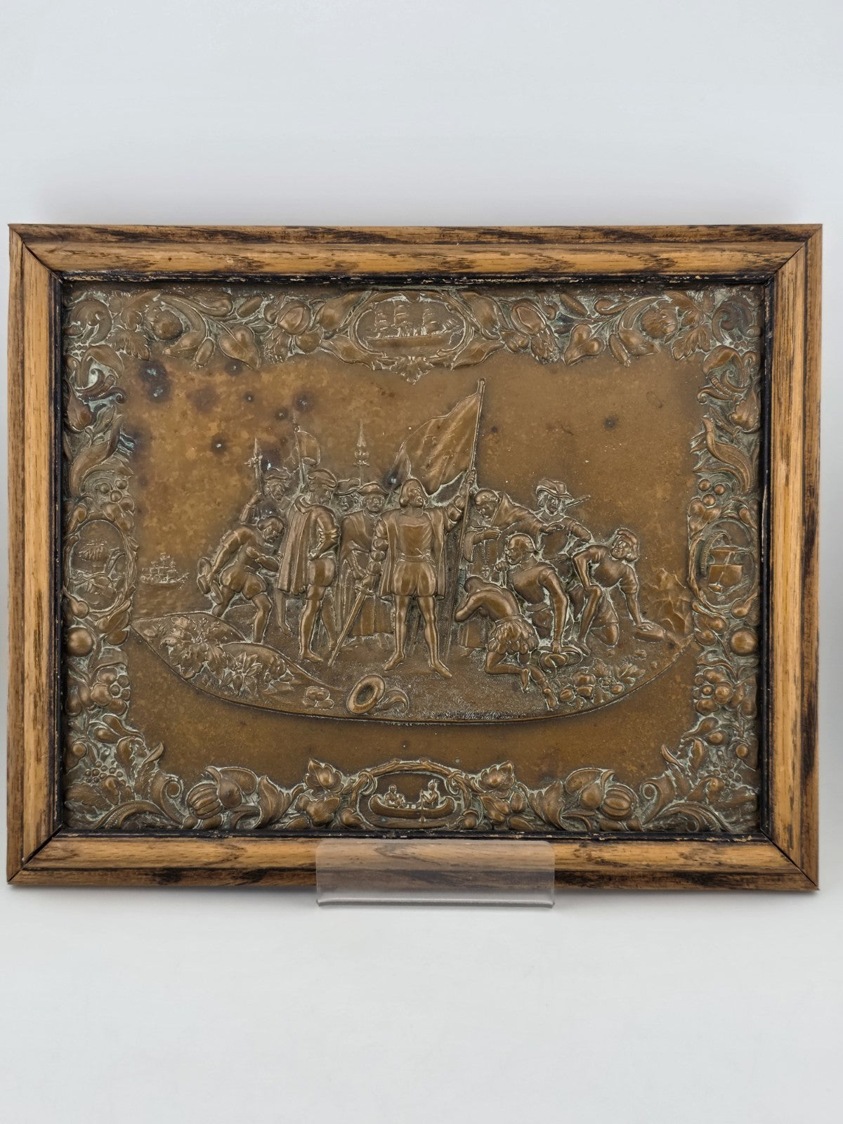 The Landing of Columbus Union Case-1856 Engraving cast as Bronze Plaque 1892-93
