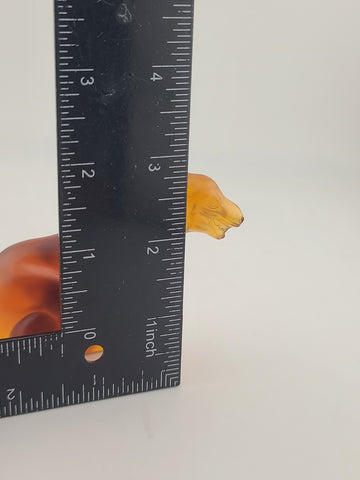 Rare Royales de Champagne Crystal Dinosaur T-Rex Figurine Amber Art Glass France