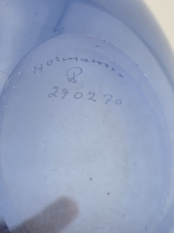 Vtg Handblown Blue Glass Drop Vase by Per Lütken for Holmegaard, 1960s. Signed.