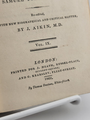 Rare Antique Manuscript 1802 Works of Cowley Davide. Works Of The English Poets.