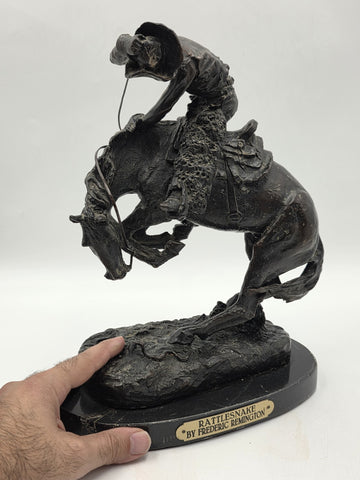 Frederic Remington The Rattlesnake Bronze Sculpture Cowboy Horse Western 12"