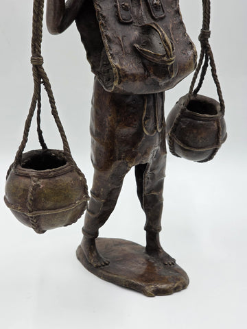 Original Antique C 1940 Burkina Faso Large Heavy Bronze Water Carrier W Africa