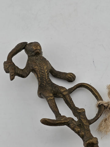Rare Antique Collectible Brass Monkey Decorative Spoon. 7 Inch Tall.