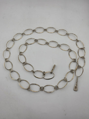 Robert Lee Morris RLM Studio Sterling Silver Oval Chain Link Necklace 36" Long.