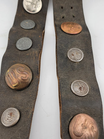 Antique Original WWI Imperial German "Hate Belt" with Buttons & Buckle. 34 inch