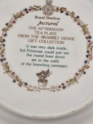 Collectible Royal Doulton Brambly Hedge Autumn Teacup/Coffee Mug & dessert plate