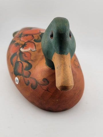 Vintage Wood Carved Country Hand Painted & Hand Carved Mallard Decoy Duck.