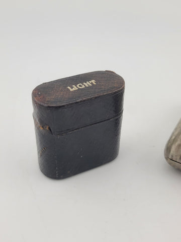 Set Of Antique Leather Wraped Push Button Vesta Case Match Safe W Cigarette Case