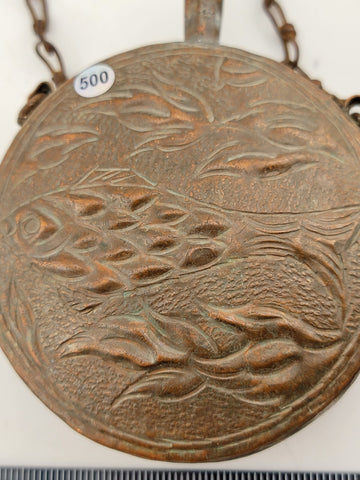 ANTIQUE OTTOMAN/ MOROCCAN ISLAMIC ORIENTAL ORNATE BRASS GUN POWDER FLASK BOTTLE