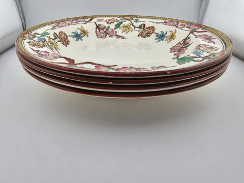 Rare Antique Set of 4 1882 & 83 Wedgwood Queensware dinner plates. VG Condition