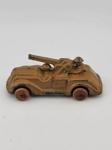 Rare Set Of 3 Antique 1930's Barclay Manoil Armored Cars & Anti-Tank Gun Cars.