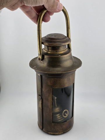 Antique Brass Oil Lantern Early 1900s Maritime Ship Hand Lamp w/ Wick