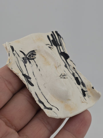 Rare OOAK Abstract Modernist Ceramic Face Brooch Signed Studio Pottery Art