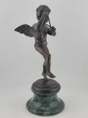 Rare Antique Franz Iffland Art Deco Nouveau Bronze Cherub Statue On Marble Base