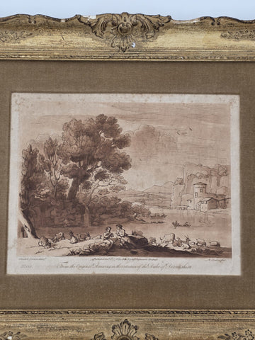 Rare Antique 18th C 1776 Engravings R. Earlom after Claude le Lorrain No. 123.