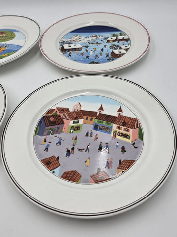 Villeroy & Boch Design Naif Laplau 4 Dinner Plates Christmas Village Noah Ark