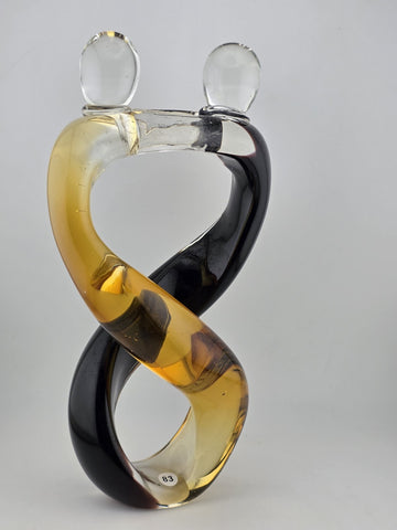 Vintage Dale Tiffany Hand-Blown Art Glass Hearts Lovers Hugging Sculpture