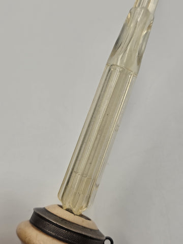 Antique Meerschaum Tobacco Pipe Long Amber Stem Silver Tone Wind Cap Monogram