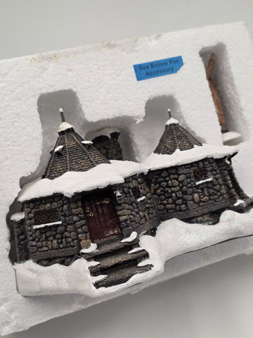 New Hawthorne Village Harry Potter Hagrid's Hut Lighted w Hagrid Figure COA