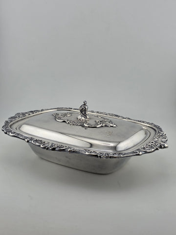 Antique Wallace Baroque Silverplate Covered Vegetable Dish Casserole Ornate Lid