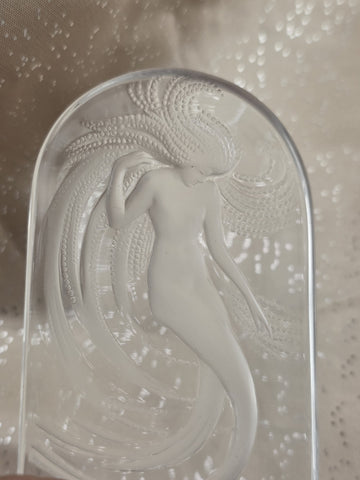 Vintage Lalique France Crystal Mermaid Water Dancer Signed Collectable Glass