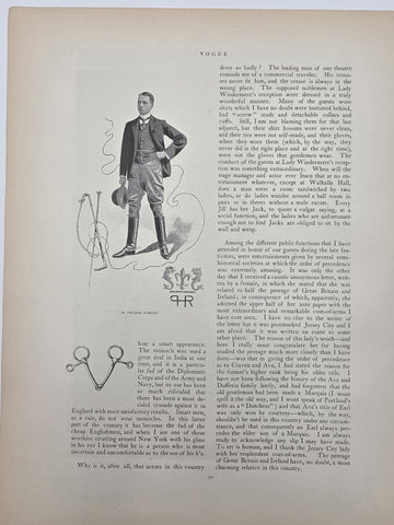 Rare 1893 Vogue Leaf "WON AT SIX FEET" Equestrian Horse Jump H. Pelham Robbins