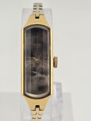 VINTAGE SEIKO 1520-366G 17 JEWELS SILVER GOLD PLATED BEVEL CRYSTAL WATCH WORKS