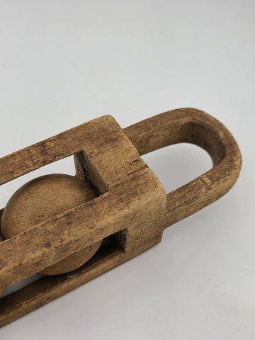 Rare Antique 19th C Folk Art Petite Handcarved Whimsy Ball in Cage Sculptures
