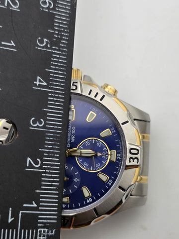 Citizen GN-4-S Chronograph 100M Two-Tone Blue Dial Quartz Men’s Watch. Working