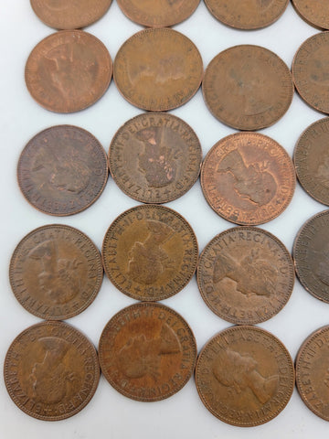 Lot Of 28 Queen Elizabeth II 1954-69 Great Britain Half Penny UK 1/2 Pence Coin
