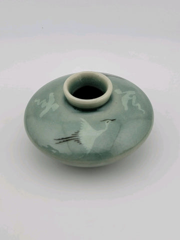 Rare Set Of 4 Goryeo Celadon Cloud & Crane Design Mineiwa Korean Living National