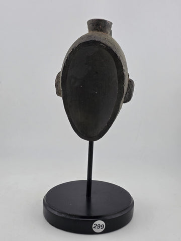 Vintage African Lwena Style Mask Angola Carved Wood Sculpture Tribal Art Stand