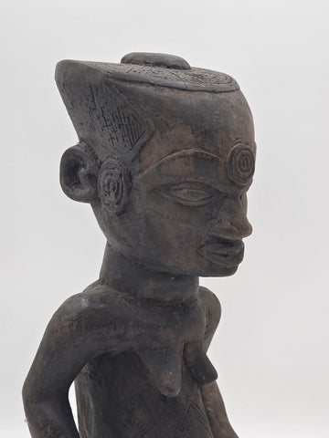 Rare 1930's African Luba Fertility Tribal Figure Handcarved Congo Art Sculpture