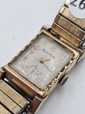 Antique 1940's Bulova Ladies 10K Gold Filled Art Deco Watch Sub Seconds. Works.