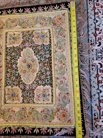 Vintage Oriental Golden 100% Silk Embroided Patchwork. Great Mother's Day Gift.