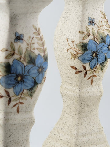 Vintage Mikasa Candlesticks Garden Club Day Dreams Blue Flowers Floral Japan