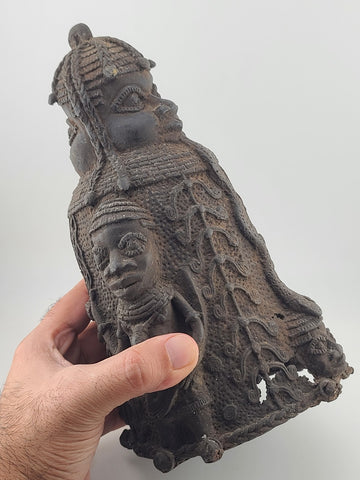 Vtg 1930's West African Bronze Ceremonial Bell Benin Yoruba Style Hand Cast 9in
