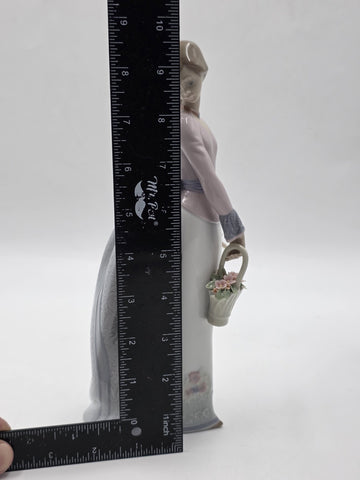 Lladró #7622 “Basket of Love” Girl with Flowers Porcelain Figurine Spain W Box.