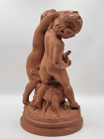 French Terracotta Group of Cherubs After Clodion Bacchanal (1738–1814). 19 Inch.