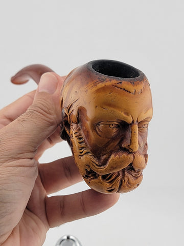 Antique Collectible Hand Carved Large Wood Block Pipe Oriental Turkish Sultan.