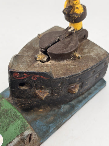Vintage Reproduction Book of Knowledge Cast Iron Cannon Mechanical Bank.