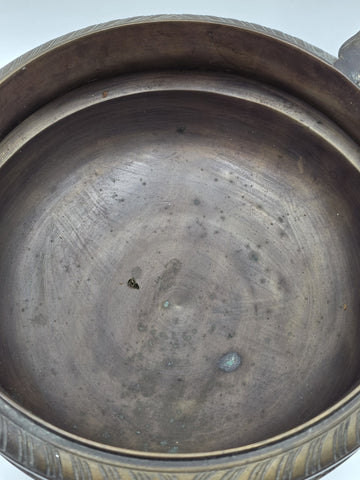 Rare Antique Bronze Centerpiece Jardiniere W Mythical Seahorse & Ring Handles.