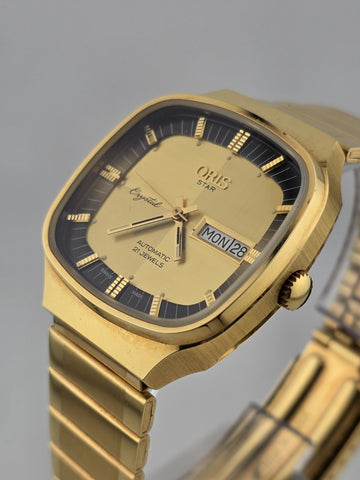 PRIVATE: VINTAGE Gold  ORIS AUTOMATIC SWISS VINTAGE STAR CRYSTAL 21 Jewels Day