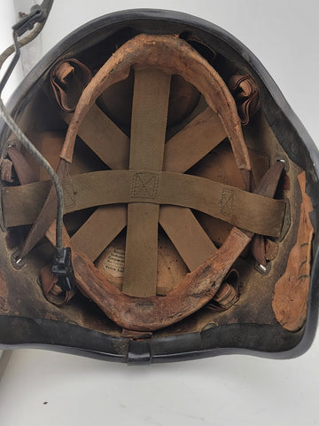 Rare 1950s US Navy Korean War H-4 Flight Helmet XL MFG Bassons Corp. W Boom Mic